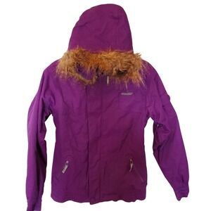 Sims Snowboarding Jacket Womens Medium Purple Faux Fur Hood Ski Winter Coat